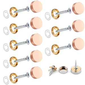 8pcs Mirror Screws, 21mm Brushed Stainless Steel Decorative Brass Cap Metal Nail Chrome Cover for Glass Signboards Bath Plates