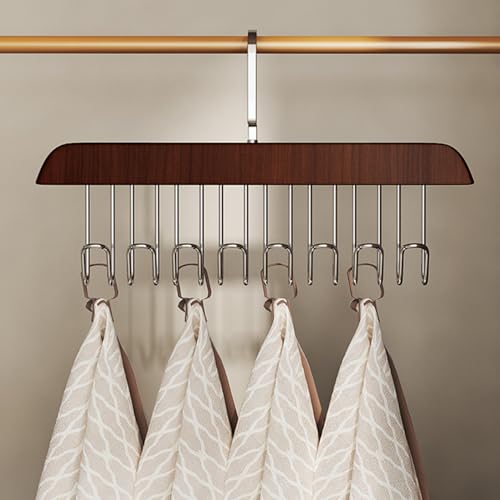 2Pcs Wooden Anti-Slip 8-Hook Belt Hanger for Closet Space-Saving Closet Organizer Belt Hanger for Bras, Ties, Scarves & Tank