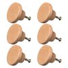 6Pcs Furniture Wooden Knobs Round Wood Single Hole Drawer Pulls 1.56inch Cabinet Knobs Hardware Handles for Dresser Wardrobes