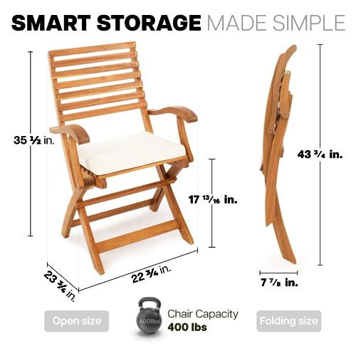 , Percy Chairs Heavy Duty 400lbs Capacity Set of 2 w/Cushion, FSC Acacia Outdoor Furniture, Teak Finish, Fully Assembled, Wood