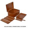Wooden Decorative Keepsakes Storage Box with Hinged Lid, Adjustable Tray and Divider