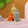 5 Pcs Rustic Country Tabletop Centerpieces Decor Set of 3 Boho Ceramic Vases with Wooden Serving Tray Wood Bead Garland Tassels