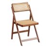 Rattan Folding Chair, Modern Mid Century Dining Chairs Set of 1, Comfy Outdoor Bamboo Chairs for Bedroom Living Room Reading