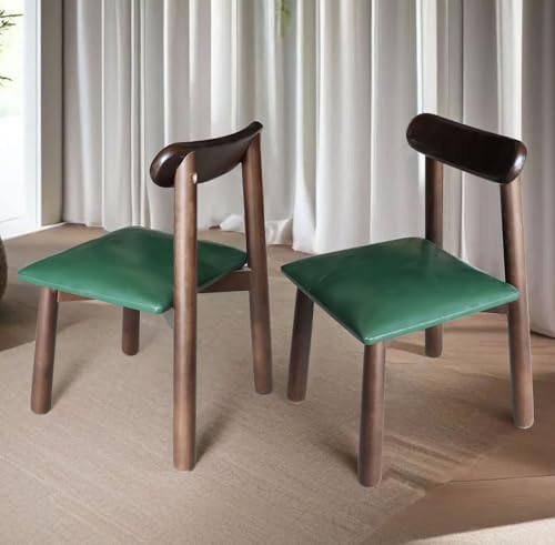 2 Pack Solid Wood Small Chairs with Curved Backrest, Classic and Durable Wooden Chairs for Home and Kitchen with Comfortable