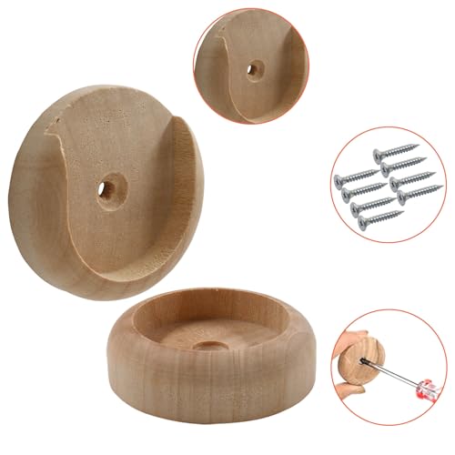 4 Pack Wooden Closet Pole Sockets, 1-3/8" Closet Rod Holders Closet Rod Brackets Closet Pole Socket for Wardrobe Curtain
