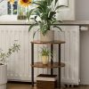 Small Round End Table - 3 Tier Design Accent Table, Narrow Side or Bedside Stand, Industrial Vintage Nightstand for Bedroom,