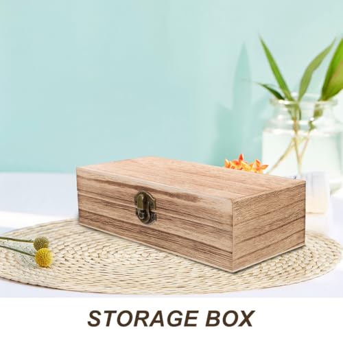 Wood Storage Box with Lid Rustic Solid Wood Container Box Decorative Table Large Rectangular Smooth Store Space to Organize