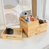 3-Piece Stackable Bamboo Storage Box, Office Desk Organizer, Wooden Boxes for Makeup Drawer Organizer Bathroom, Office Supplies,
