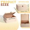 2 Pcs Large Unfinished Wooden Box with Hinged Lid and Front Clasp, Rectangle Unpainted Crafts DIY Wood Boxes Treasure Chest