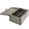 24 Slot Wooden Essential Oil Bottle Storage Box, Vintage Gray Wood Roller Organizer Holder Display Case, Holds Up to 30 mL