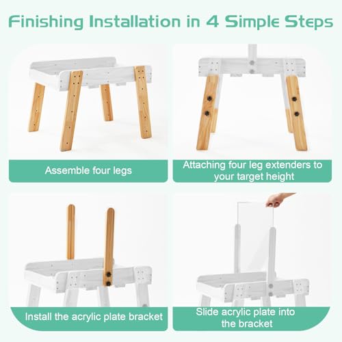 Sand and Water Table for Toddlers Ages 3+, Kids Wooden Sensory Activity Table with 2 Collapsible Storage Bins, Acrylic Painting
