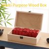 Wooden Box with Hinged Lid - 8x6x3 Inch Natural Gift Box for Craft DIY Jewelry Boxes - Small Reusable Storage for Home Decor Art