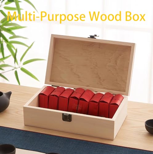 Wooden Box with Hinged Lid - 8x6x3 Inch Natural Gift Box for Craft DIY Jewelry Boxes - Small Reusable Storage for Home Decor Art