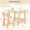 Kids Wooden Table and Chair Set, Study Desk and Chair Set with Storage Drawer, White Learning Table with Cabinets for Boys and