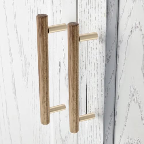 10Pcs Wood Drawer Pulls,5 inch Hole Center Pull Handles Wood,Wooden Handles for Dresser Drawers,Cabinets,Kitchen,Wardrobe