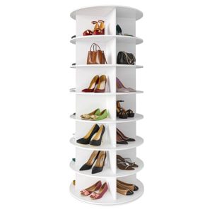 7 Tier Rotating Shoe Rack Tower, Spinning Shoe Display Lazy Susan, Revolving 360 Shoe Rack Storage Round Carousel, Vertical