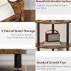 Small Round End Table - 3 Tier Design Accent Table, Narrow Side or Bedside Stand, Industrial Vintage Nightstand for Bedroom,