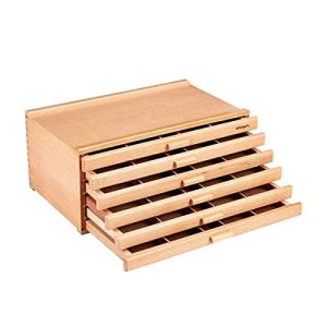 723N Wood 6-Drawer Artist SUPPLY STORAGE BOX, 15-3/4” W x 10” D x 6-1/2” H, Natural Finish, Storage for Art Materials including