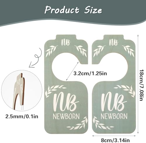 8 Pcs Set Pastels Baby Closet Dividers for Clothing Organizer, Double-Sided Baby Wardrobe Organizer Divider Wooden Clothes Size