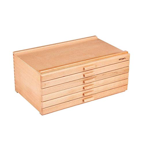 723N Wood 6-Drawer Artist SUPPLY STORAGE BOX, 15-3/4” W x 10” D x 6-1/2” H, Natural Finish, Storage for Art Materials including