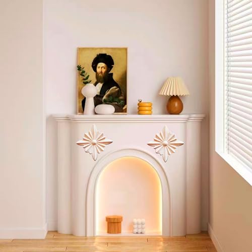 4PCS Wood Appliques Onlays Checkered Wood Carved Applique Decal for Cabinet Bed Fireplace Door Wardrobe Furniture