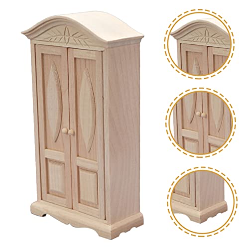 Dollhouse Miniatures Wooden Miniature Wardrobe Carving Boys and Girls Room Decor