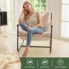 Modern Accent Chair, Living Room Chair with Wood Armrests, Shredded Foam Cushion, and Sturdy Metal Frame Reading Chair, Beige