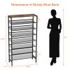 Large Shoe Rack 8 Tier Shoe Organizer, Heavy Duty Metal Shoe Storage Vertical Shoe Rack for Closet Front Door Entrance, Up to 28