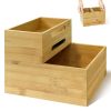 3-Piece Stackable Bamboo Storage Box, Office Desk Organizer, Wooden Boxes for Makeup Drawer Organizer Bathroom, Office Supplies,