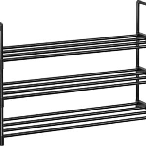 Shoe Rack, 3-Tier Shoe Organizer, Metal Storage Shelf, for 16-20 Pairs, Stackable, for Entryway, 11.75 x 36.5 x 21.5 Inches,