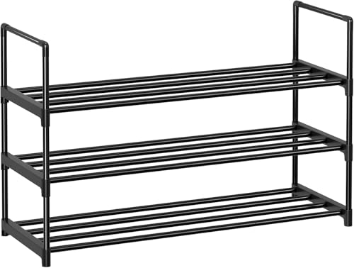 Shoe Rack, 3-Tier Shoe Organizer, Metal Storage Shelf, for 16-20 Pairs, Stackable, for Entryway, 11.75 x 36.5 x 21.5 Inches,