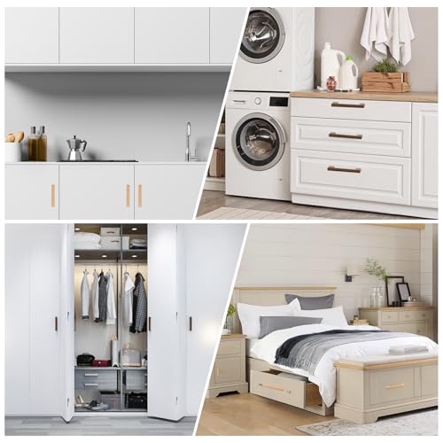 10Pcs Wood Drawer Pulls, 8 Inch Hole Center Square Wooden Drawer Pulls Cabinet Handles with Screws for Kitchen Dresser Wardrobes