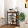 Shoe Rack for Front Door Entrance, 5 Tier Height-Adjustable Metal Shoe Rack, Sturdy Wooden Top and Tiltable Steel Frame Heavy