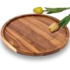 13.8 Inch Wooden Serving Tray,Round Wooden Decorative Serving Tray for Coffee Table and Home Decor, Round Wood Trays for Table