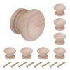8pcs Round Wooden Knobs, 28mm/1.1" Mushroom Shape Kitchen Cabinet Knobs Single Hole Drawer Pull Hardware Handles Decorative