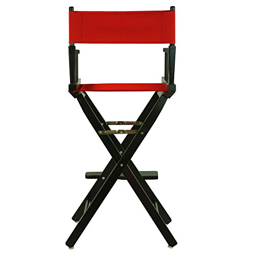 30" Director's Chair Black Frame-with Red Canvas, Bar Height