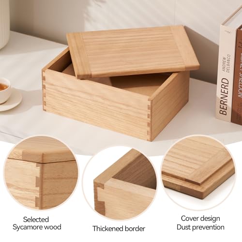 Wood Storage Box Organizer with Lid - Decorative Boxes for Crafts, Sewing, Keepsake, Memory - Wooden DIY Storage Box Stash