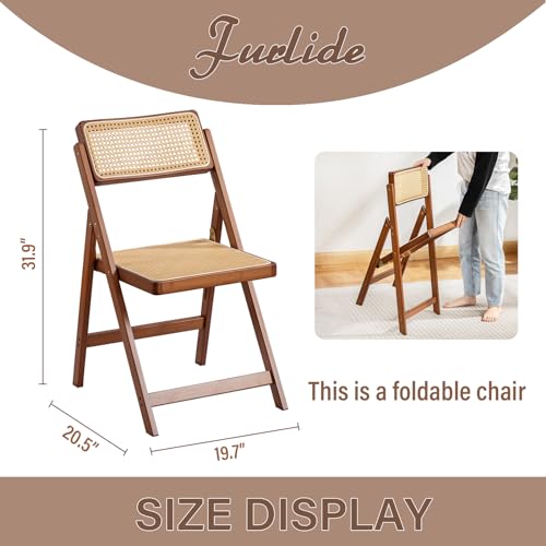 Rattan Folding Chair, Modern Mid Century Dining Chairs Set of 1, Comfy Outdoor Bamboo Chairs for Bedroom Living Room Reading