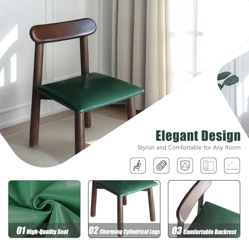 2 Pack Solid Wood Small Chairs with Curved Backrest, Classic and Durable Wooden Chairs for Home and Kitchen with Comfortable