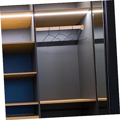 1Set Wooden Wardrobe Rod Hanging Bar for Bedroom Closet Beech Clothes Hanger with Flange Strong Load Capacity for Long Winter