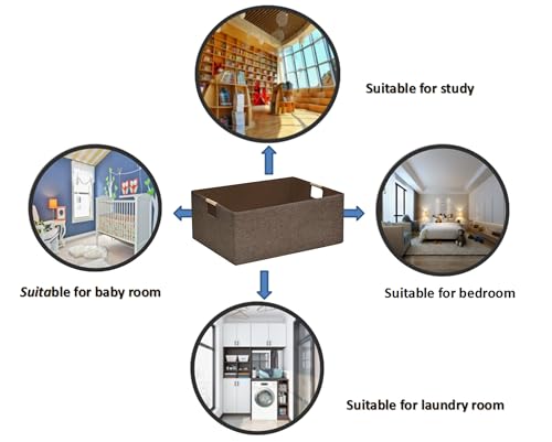 Collapsible Storage Box 16.9"x12.5"x7" with Wooden Handles | Foldable Organizer for Closet, Shelves, Toys & Cosmetics | Durable