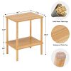 2 Tier End Table, Small Side Table with Solid Wood Legs, Boho Bedside Table with Storage Shelf, Nightstand for Small Spaces,