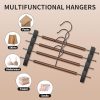 Wooden Pants Hangers with Clips 14Inch 20 Pack Adjustable Wood Skirt Hangers for Women&Men Space Saving Closet Non Slip Clothes