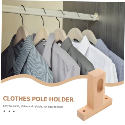 Wooden Closet Rod Bracket Ceiling Mount Pole Holder Sturdy Wood Closet Pole Support for Clothes Storage Smooth Surface Easy
