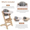 New Upgrade 3-in-1 Convertible Wooden High Chair for Babies & Toddlers 10 Levels Adjustable 3-Tier Remove & 2 Adjustable Wood