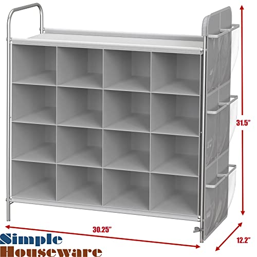 4-Tier 16 Cube Shoe Cubby Rack Organizer, Gray