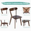 Solid Wood Dining Chairs Set of 2, Mid Century Modern Dining Room Chairs with Curved Backrest, Wooden Armless Kitchen Chairs for