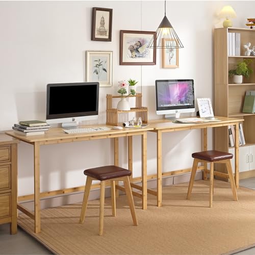 47 Inch Computer Desk, Bamboo Writing Desk, Modern Simple Work Desk for Home Office, Gaming Desk Study Table