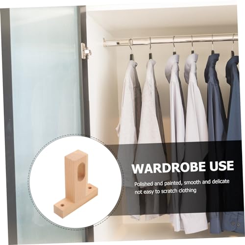 Wooden Closet Rod Bracket Ceiling Mount Pole Holder Sturdy Wood Closet Pole Support for Clothes Storage Smooth Surface Easy