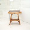 18 Inch Serenity 300 Pound Capacity Waterproof Teak Wood Shower Bench Stool Seat Chair For Inside Shower Storage Shelf Provides